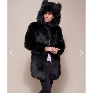 Spirit hoods BLACK WOLF CLASSIC FAUX FUR COAT | MEN'S